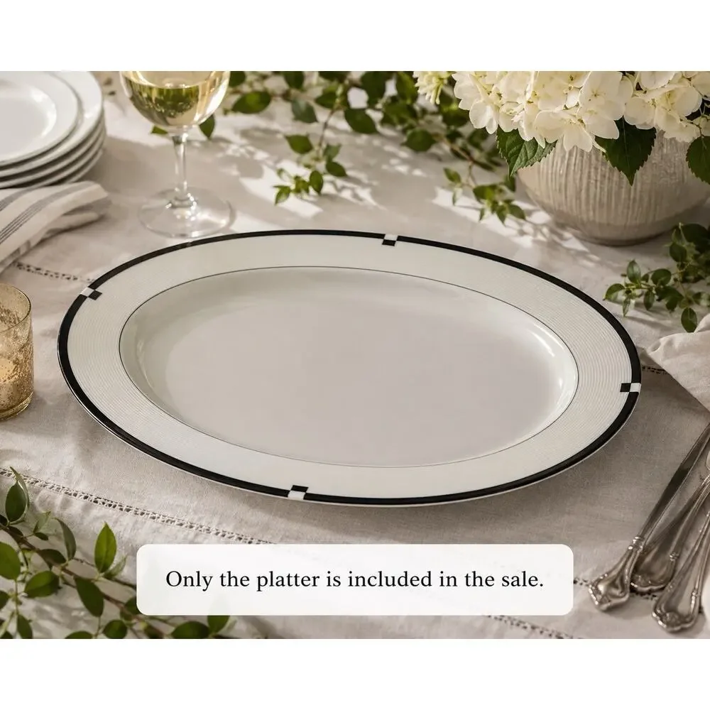 Vintage Mikasa Midnight L5542 Oval Serving Platter MCM Made in Japan